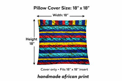 African Stripe Print Throw Pillow Covers – Set of 4 (18×18)